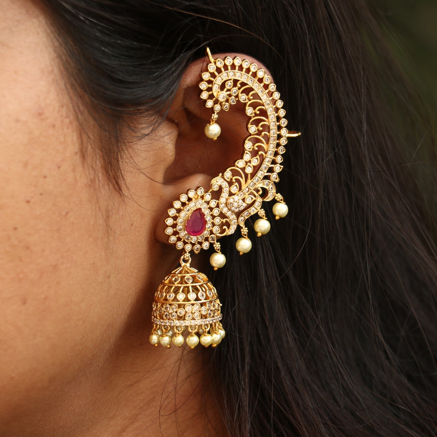Antique AD Ear Cuff Jhumkas