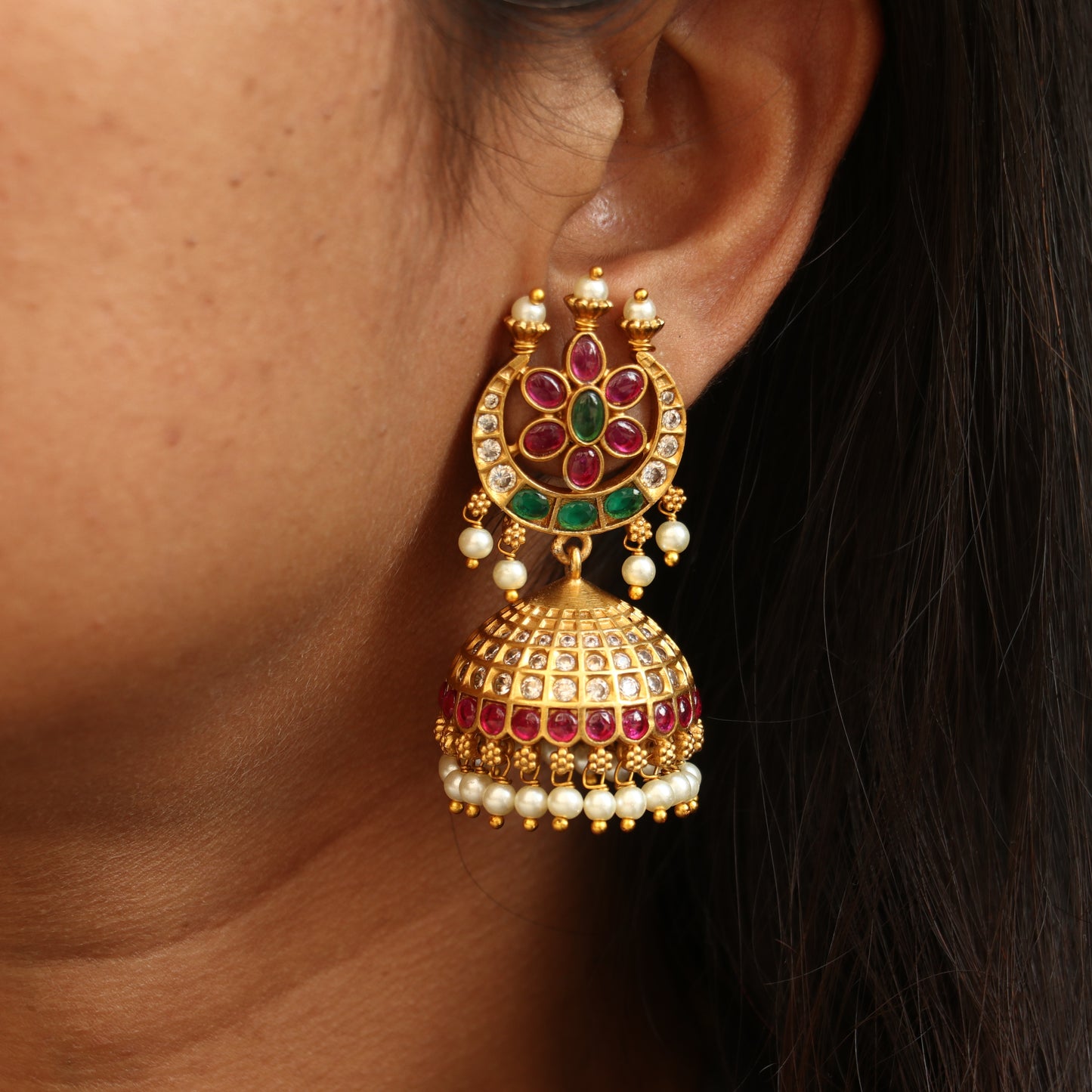 Antique Half Moon Kemp Jhumkas