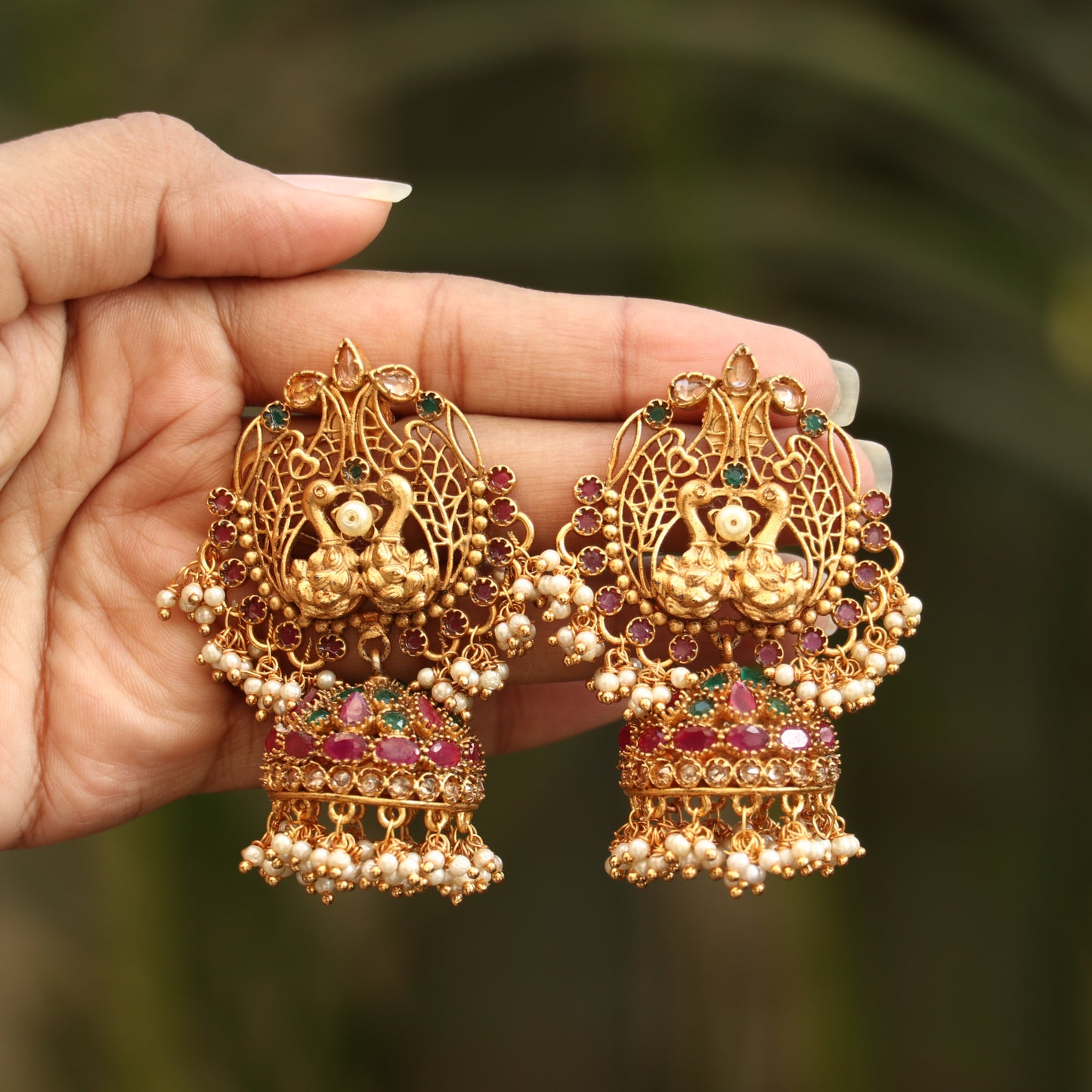 Antique Peacock Jhumkas