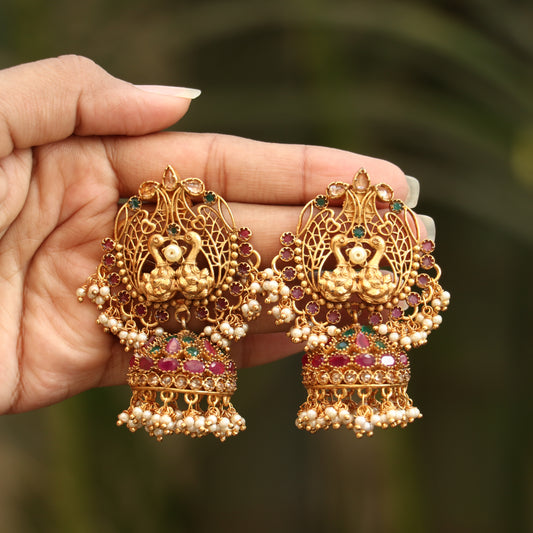Antique Peacock Jhumkas