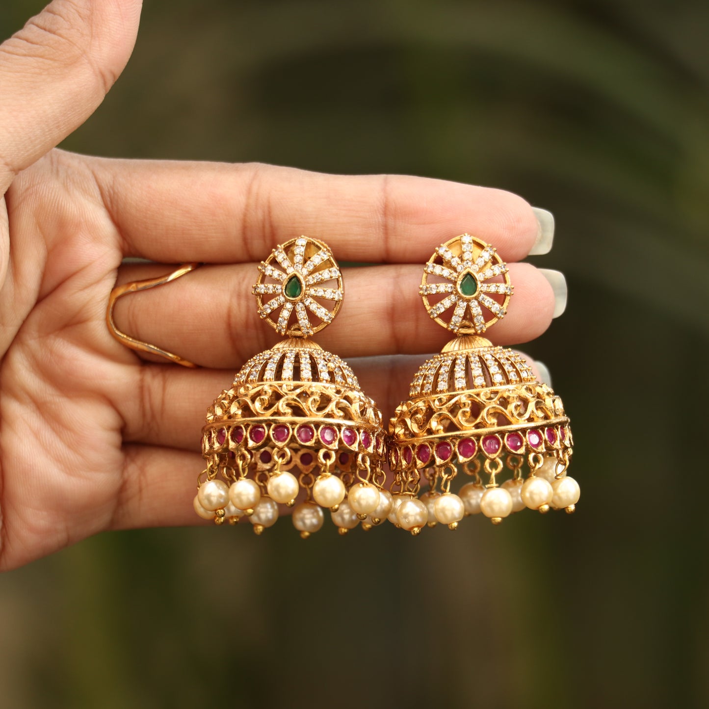 Antique AD Stone Jhumkas