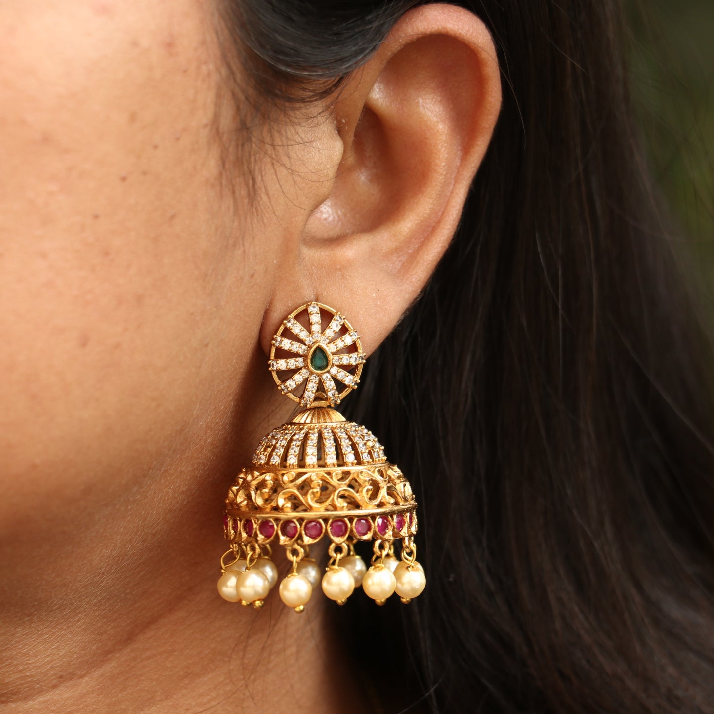 Antique AD Stone Jhumkas