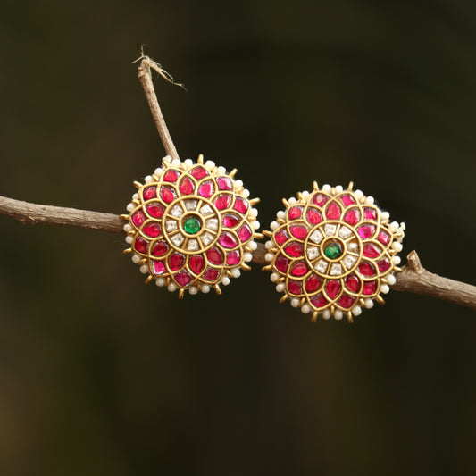 Jadau Kundan Round Stud Earrings