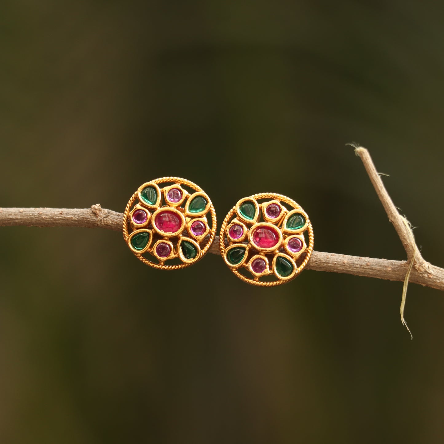 Antique Round Stud Earrings
