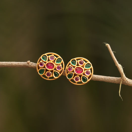 Antique Round Stud Earrings