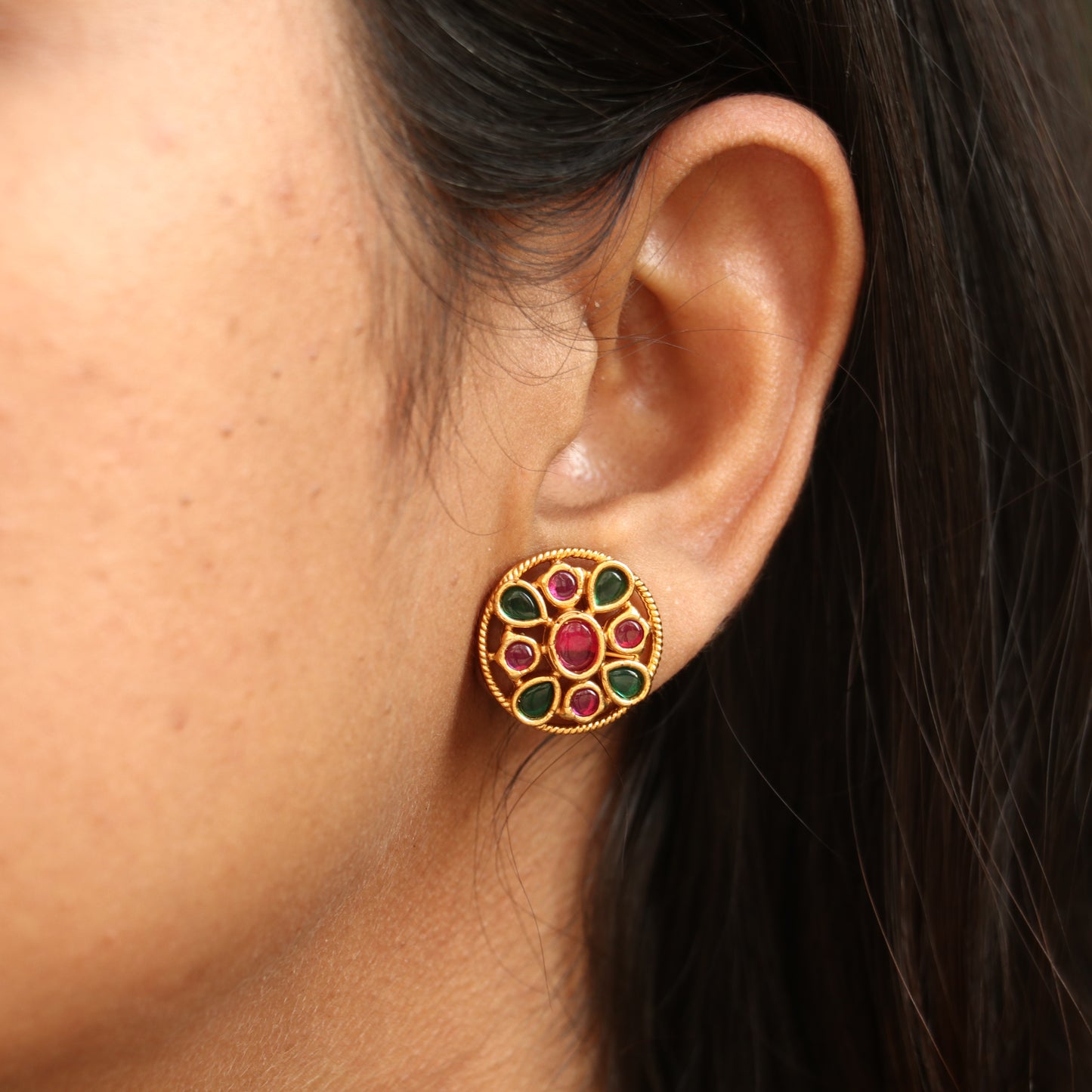 Antique Round Stud Earrings