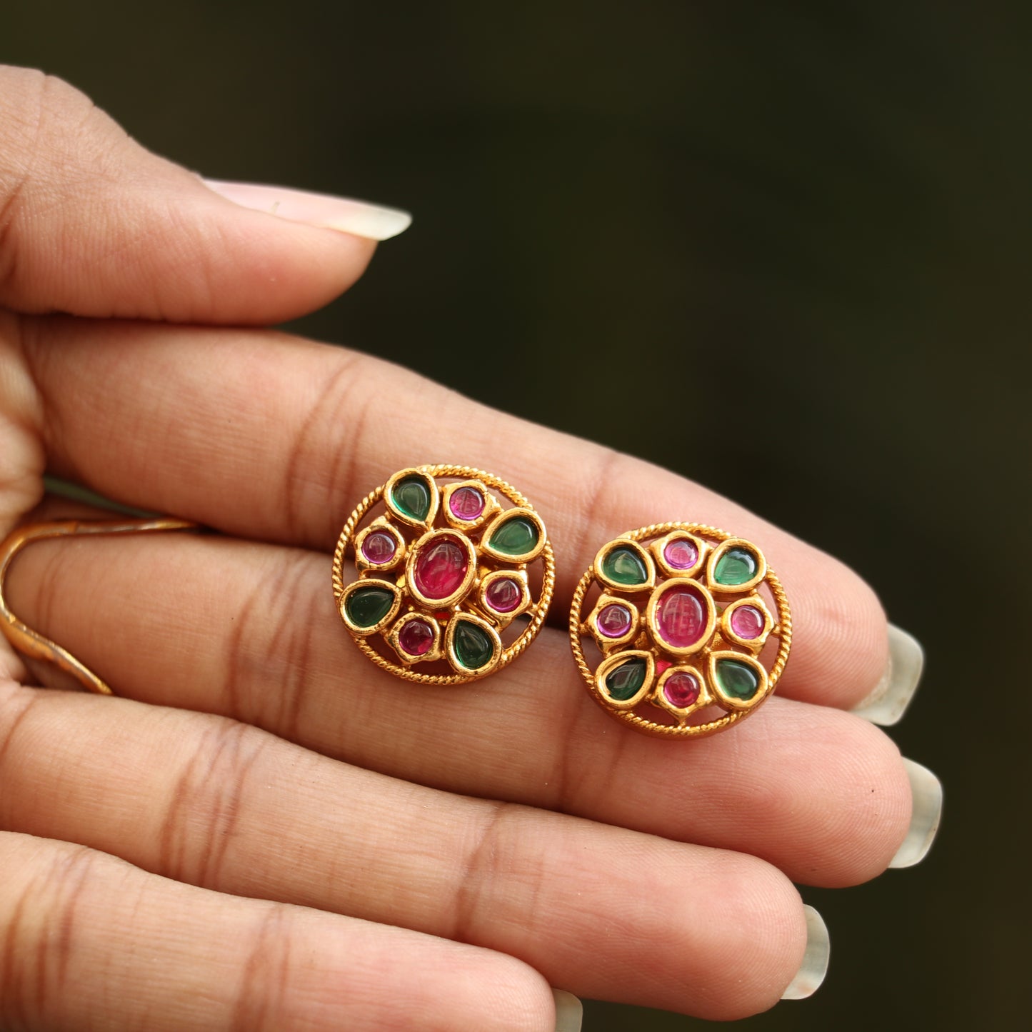 Antique Round Stud Earrings