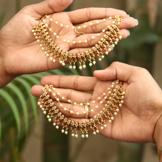 Antique Pearl Layered Ear Chain