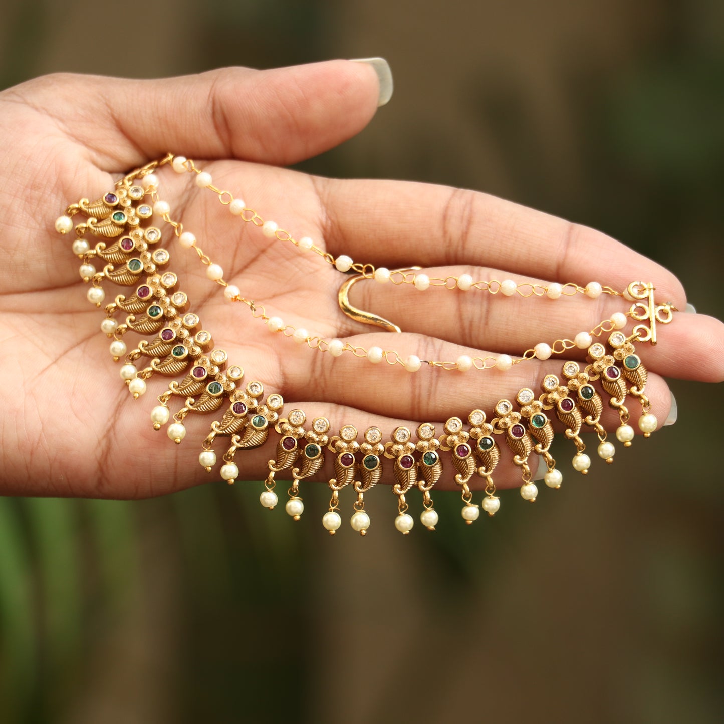 Antique Pearl Layered Ear Chain
