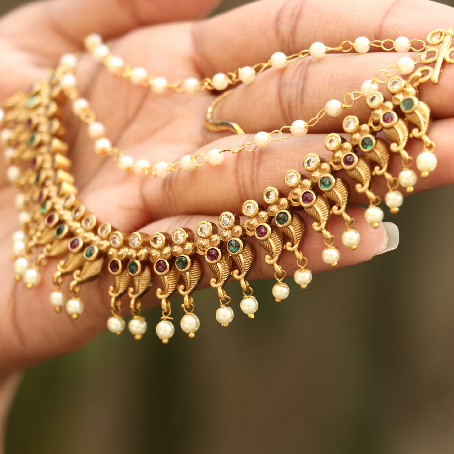 Antique Pearl Layered Ear Chain