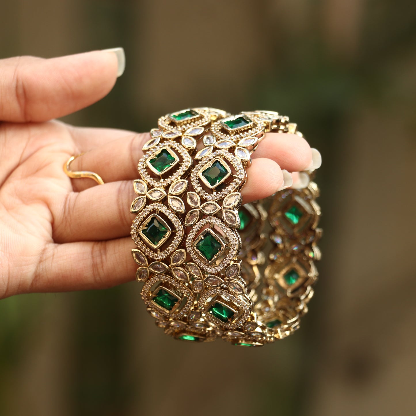Antique Emerald AD Stone Bangles