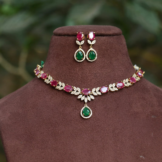 Multi Color AD Stone Necklace