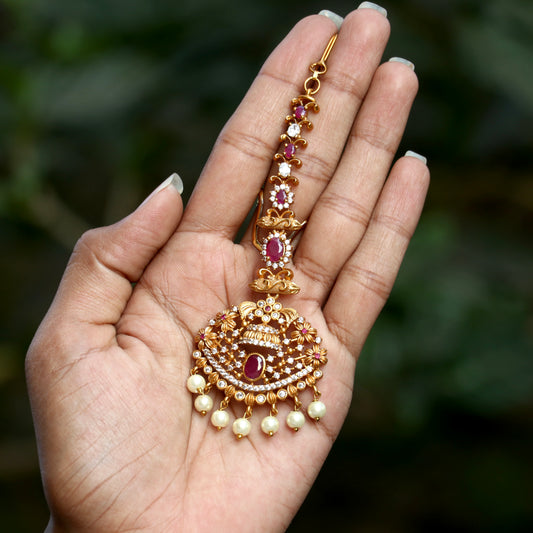 Floral AD Stone Maang Tikka