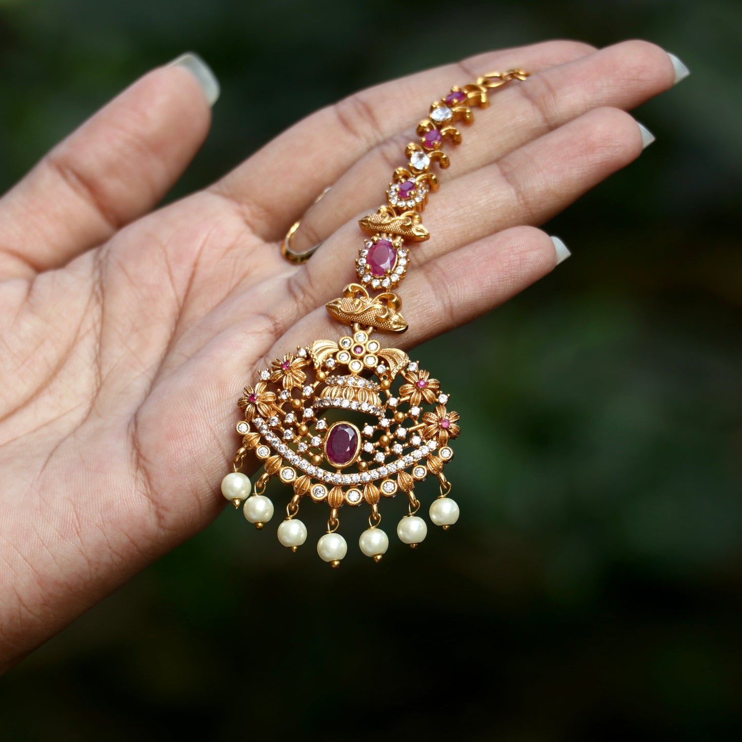 Floral AD Stone Maang Tikka