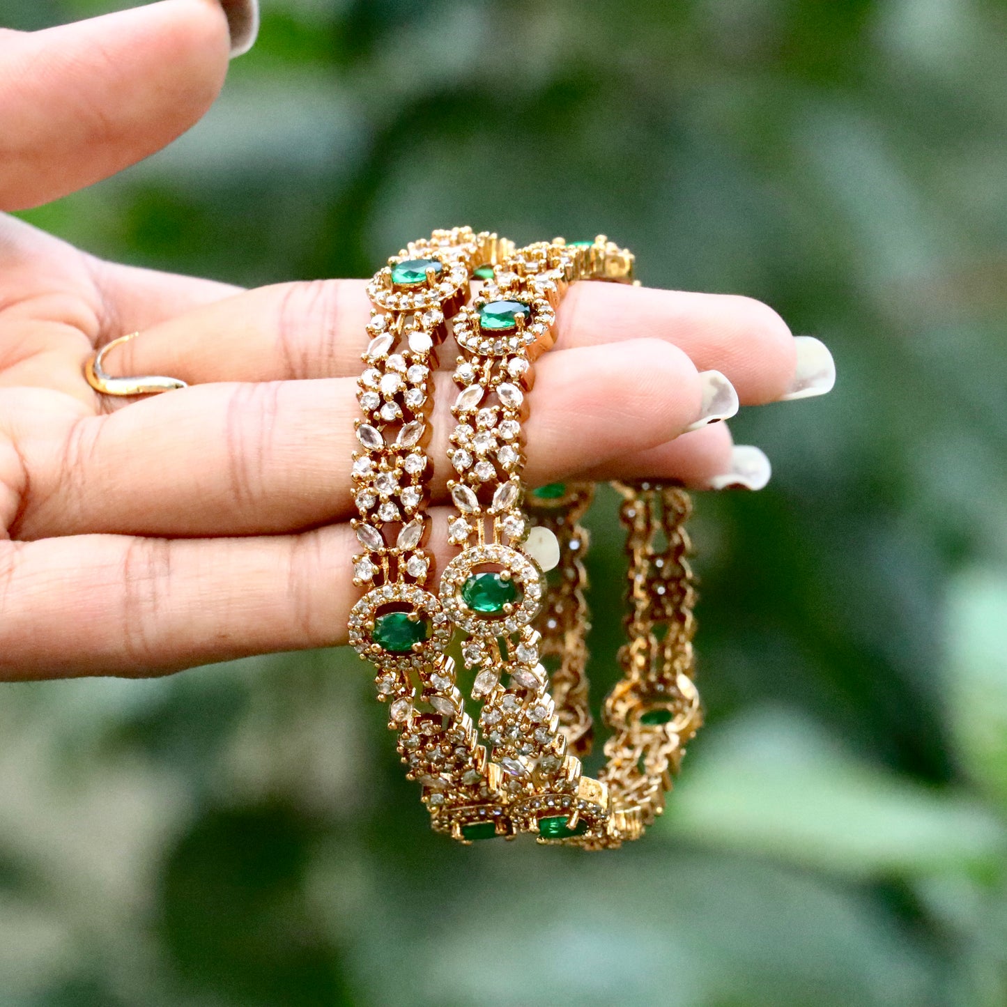 White Stone Bangles