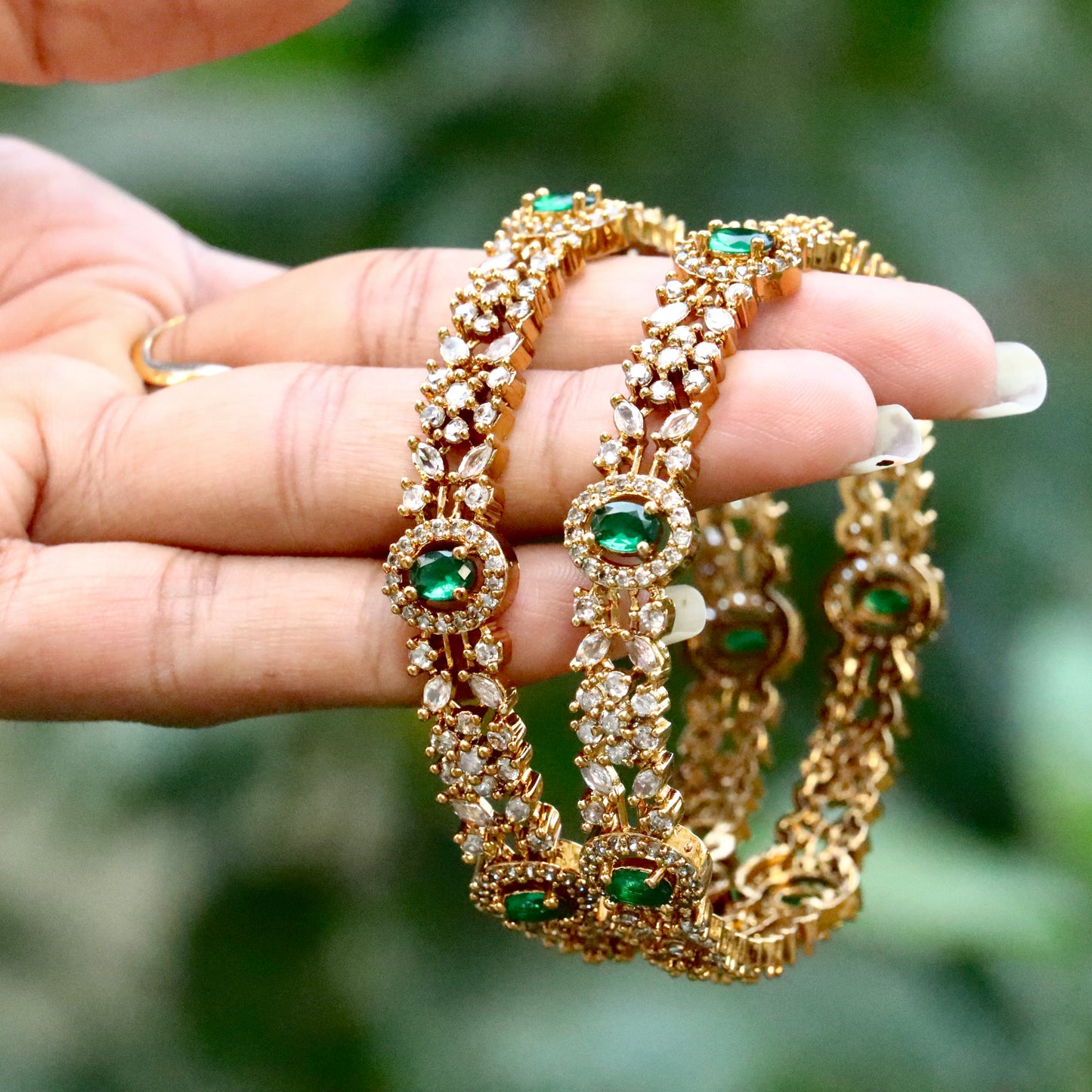 White Stone Bangles
