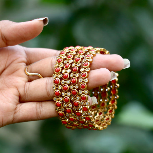 Coral AD Stone Bangles