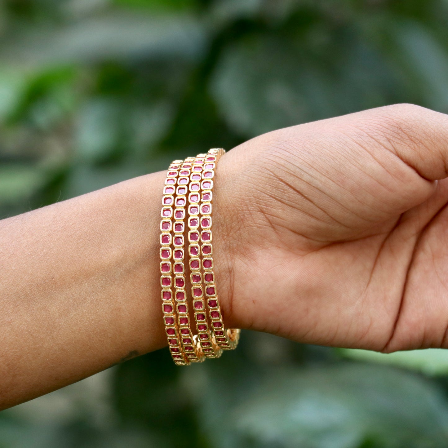 Ruby Stone Bangles - 2.6