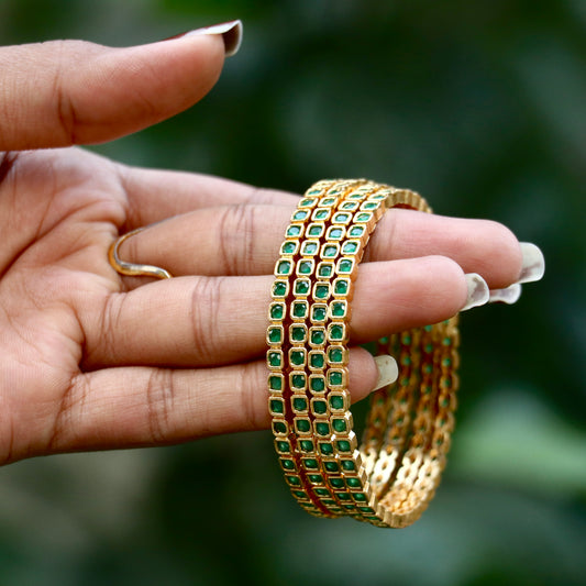 Emerald Stone Bangles - 2.4