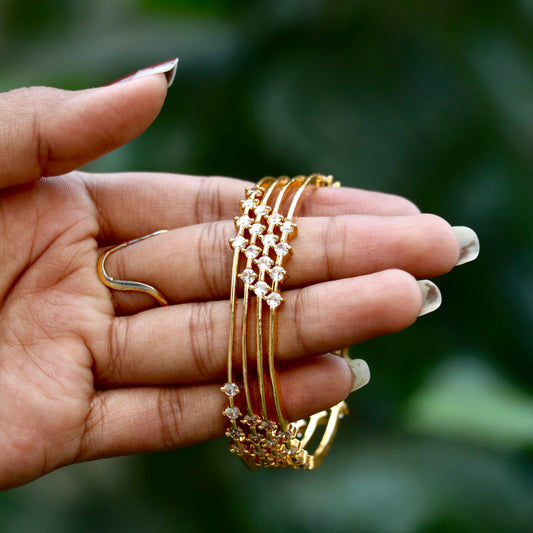 Gold Plated White Stone Bangles