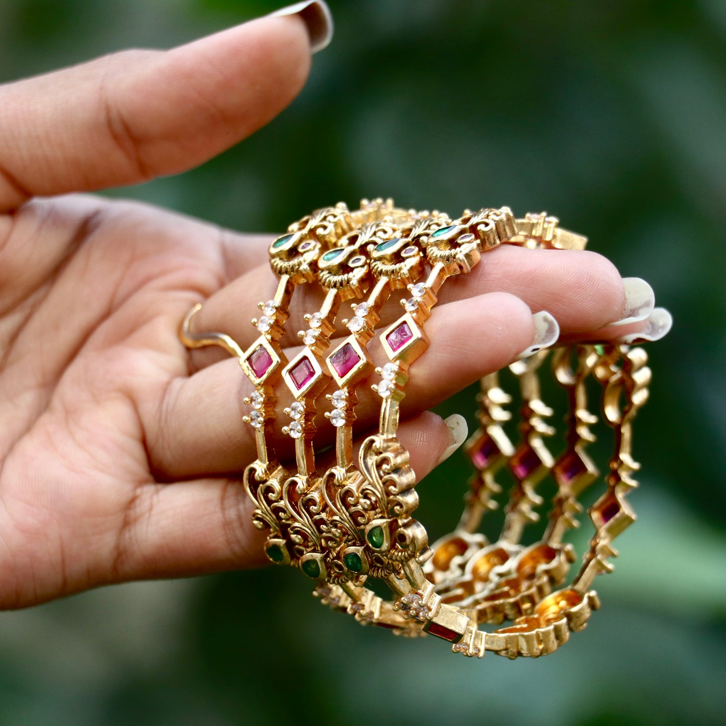 Gold Plated Stone Bangles