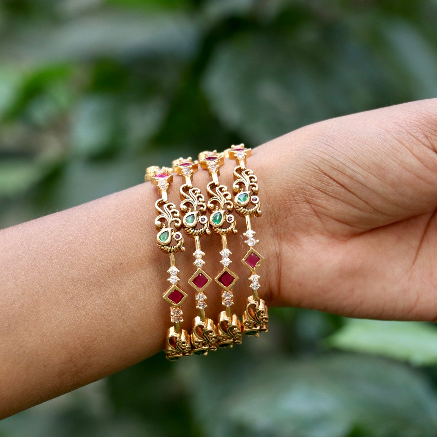 Gold Plated Stone Bangles