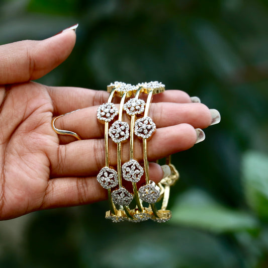 Gold Plated White Stone Bangles