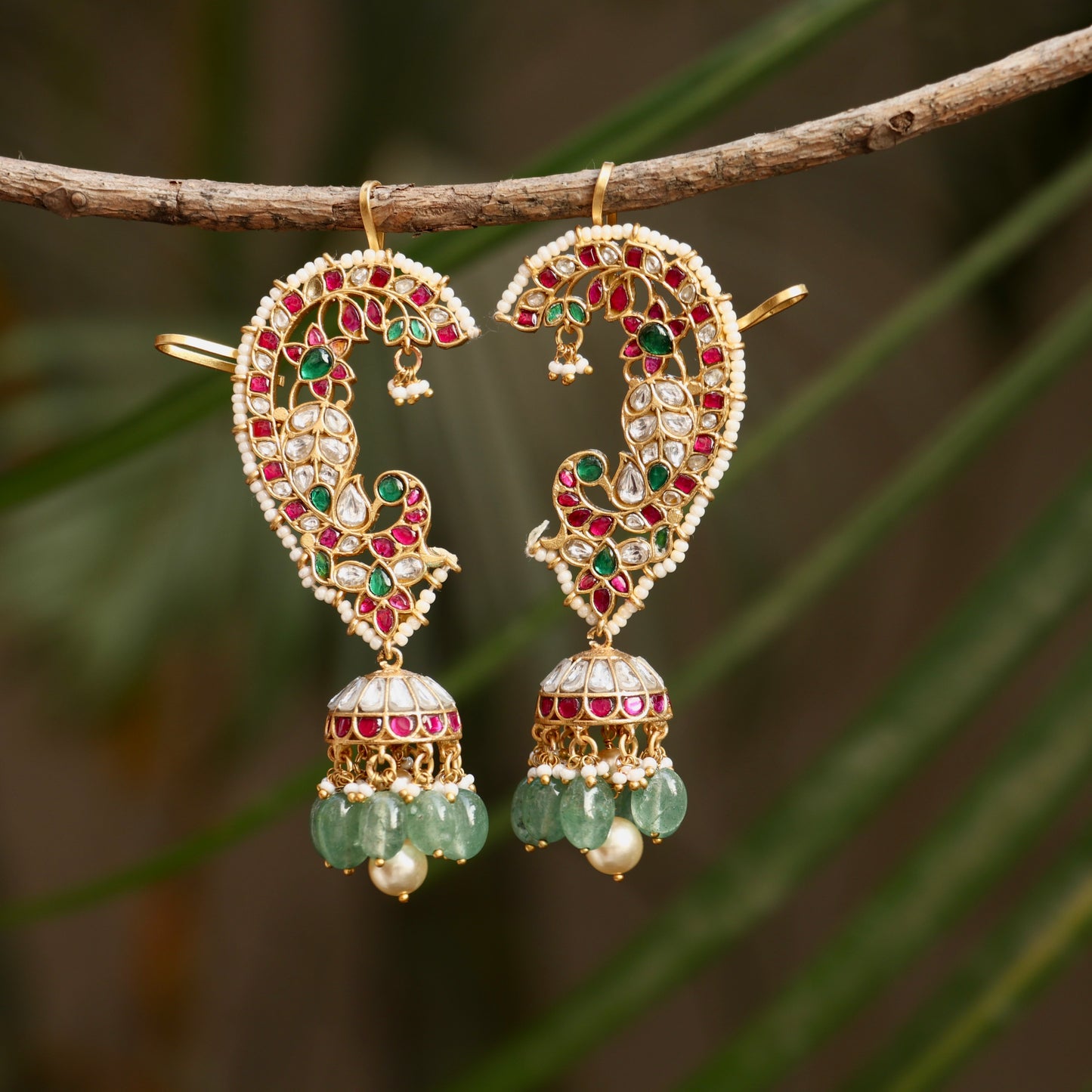 Jadau Kundan Peacock Ear Cuffs