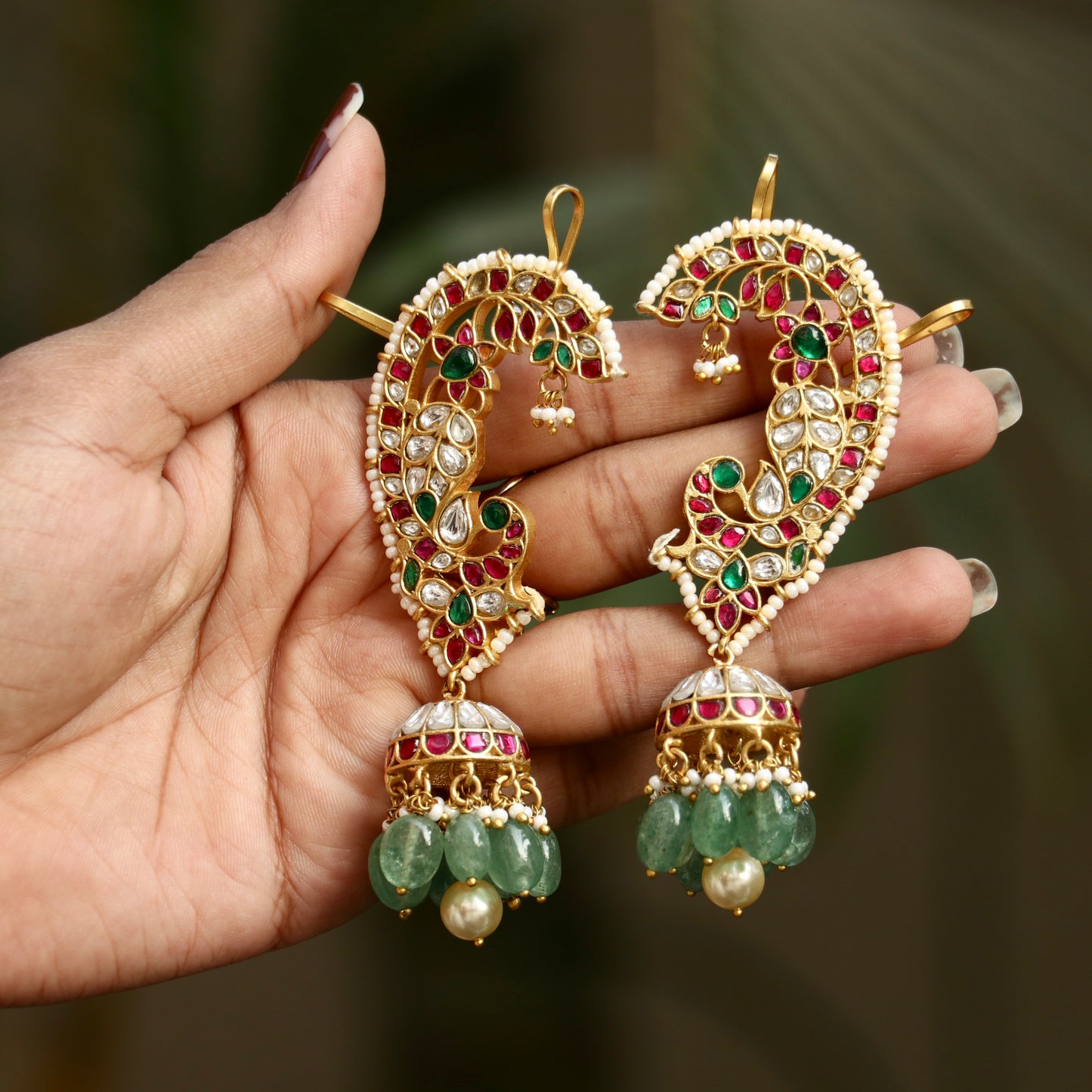 Jadau Kundan Peacock Ear Cuffs