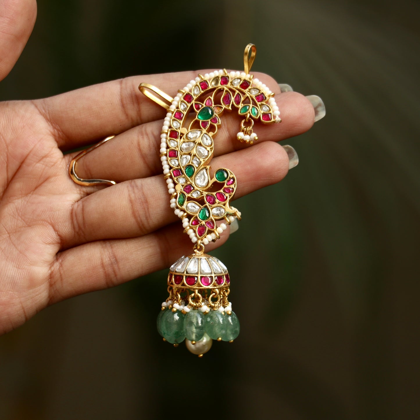 Jadau Kundan Peacock Ear Cuffs