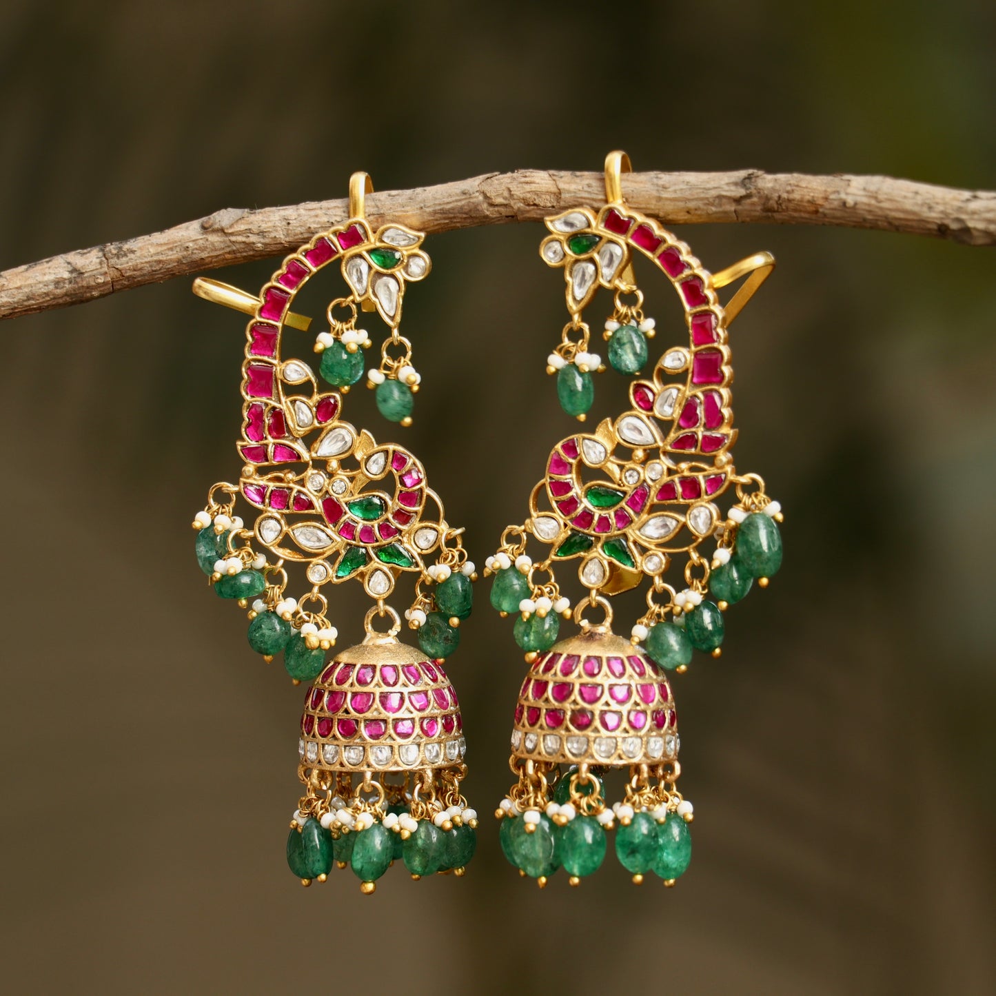Jadau Kundan Peacock Ear Cuffs