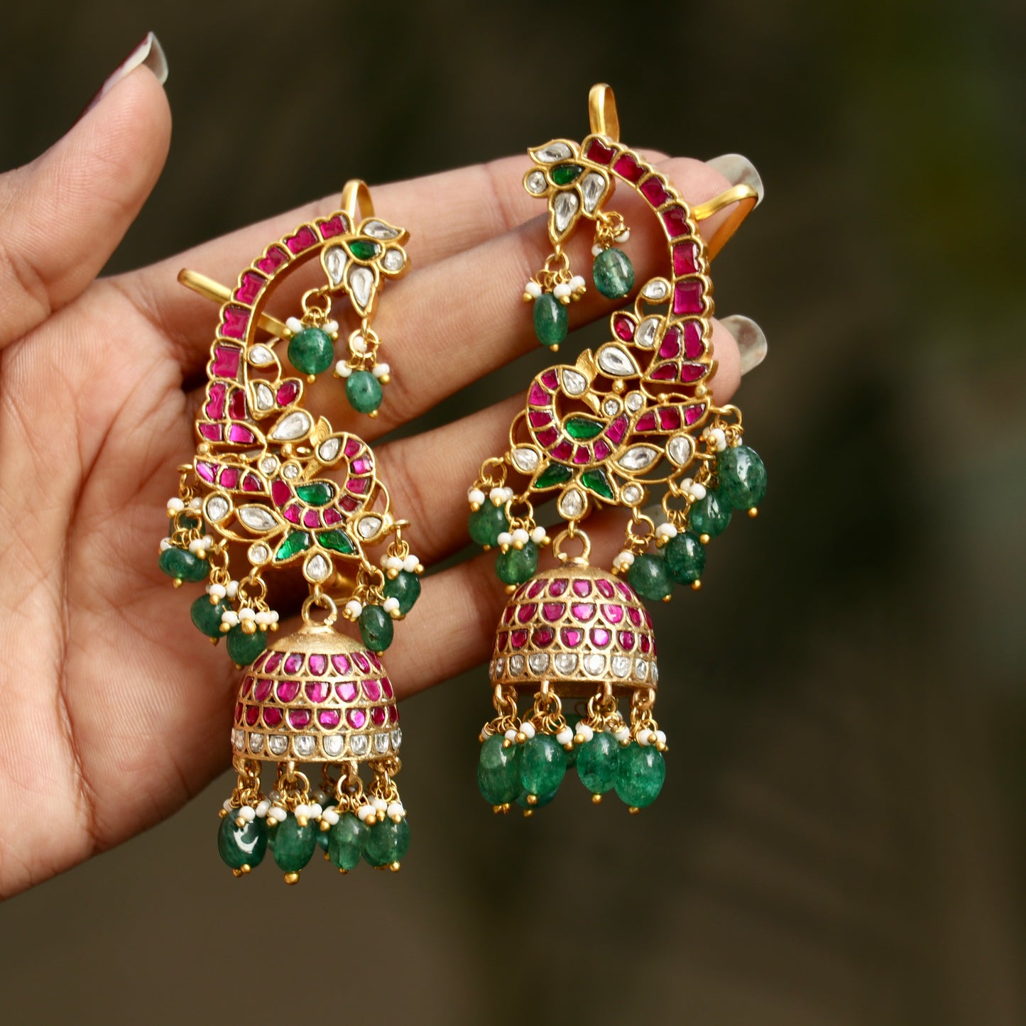 Jadau Kundan Peacock Ear Cuffs