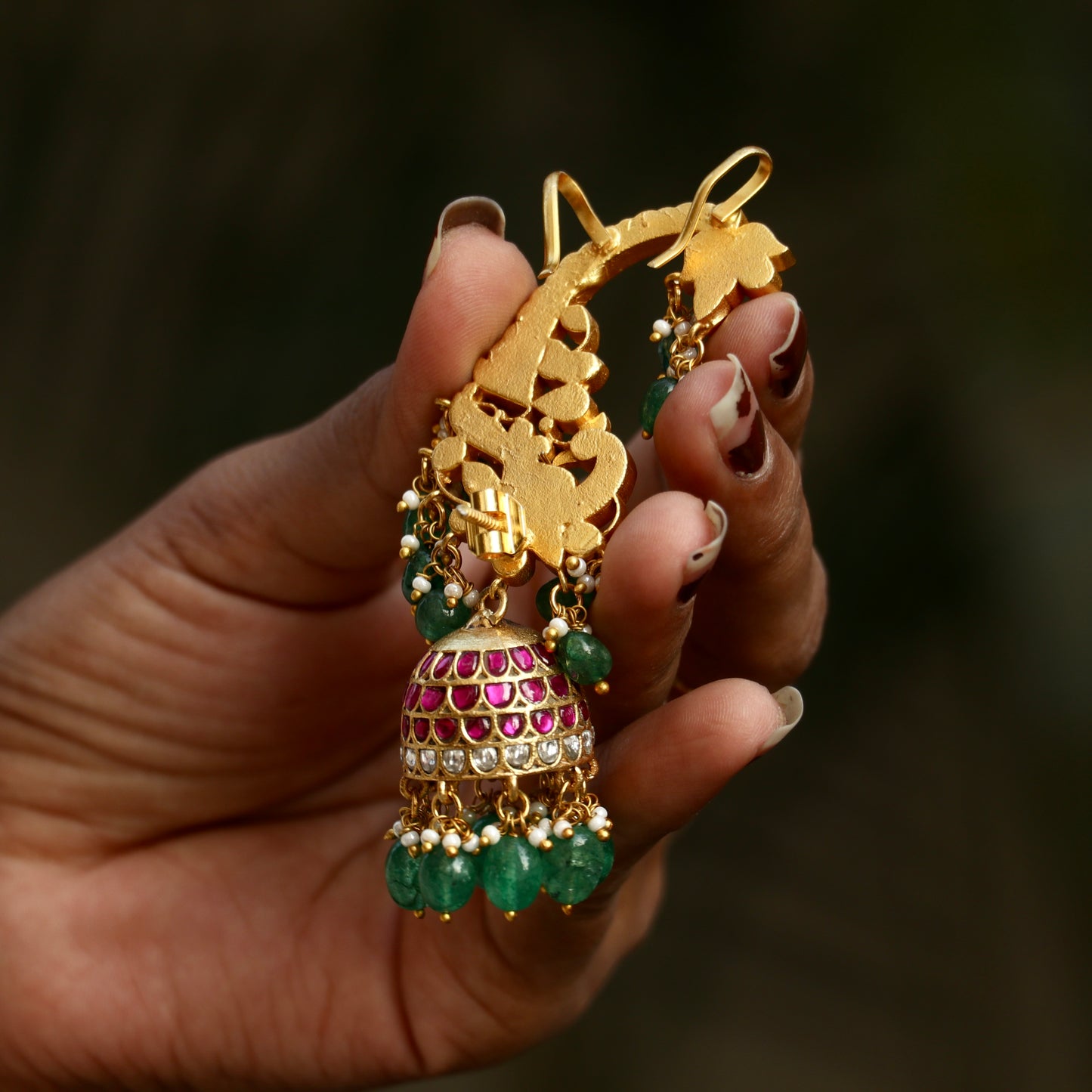 Jadau Kundan Peacock Ear Cuffs