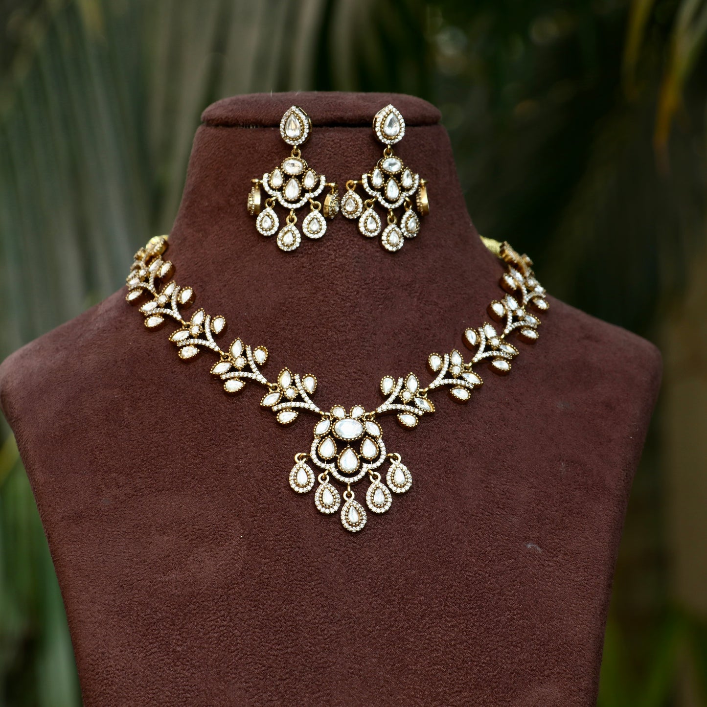 Gold Victorian Finish Moissanite Necklace