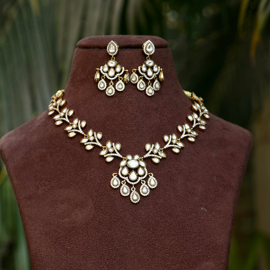 Gold Victorian Finish Moissanite Necklace