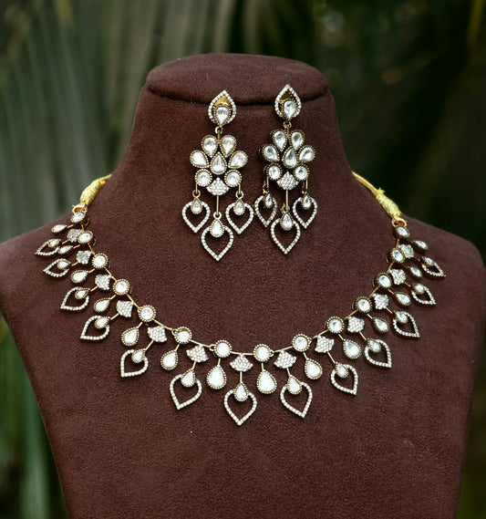 Gold Victorian Finish Moissanite Necklace