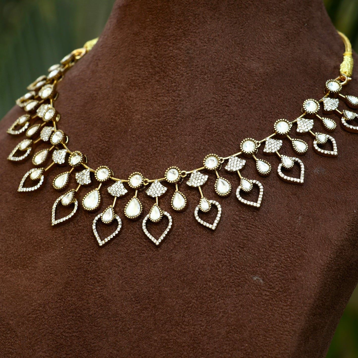 Gold Victorian Finish Moissanite Necklace