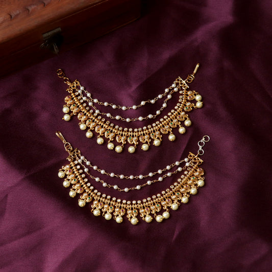 Antique Pearl Drop Ear Chains