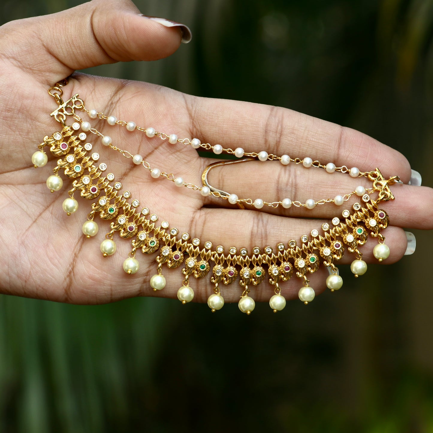 Antique Pearl Drop Ear Chains