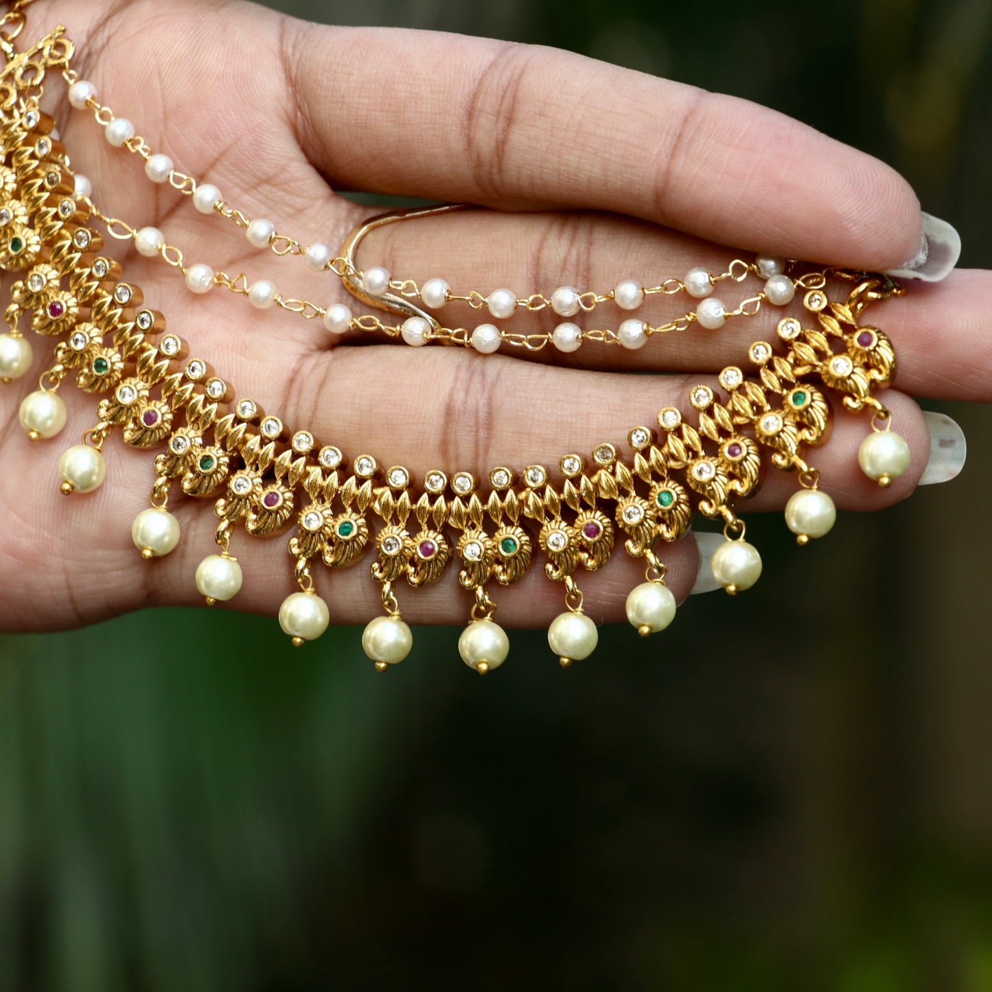 Antique Pearl Drop Ear Chains