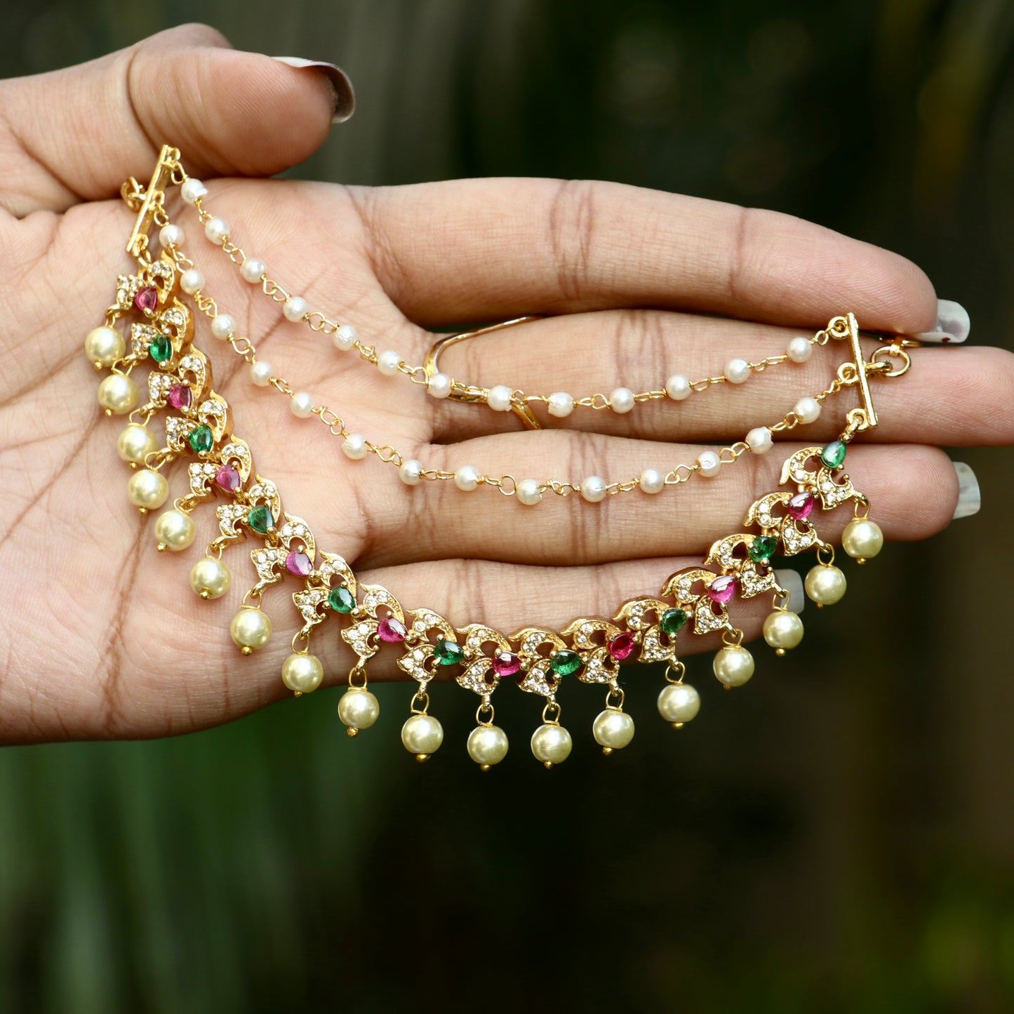 Layered AD Stone Ear Chains