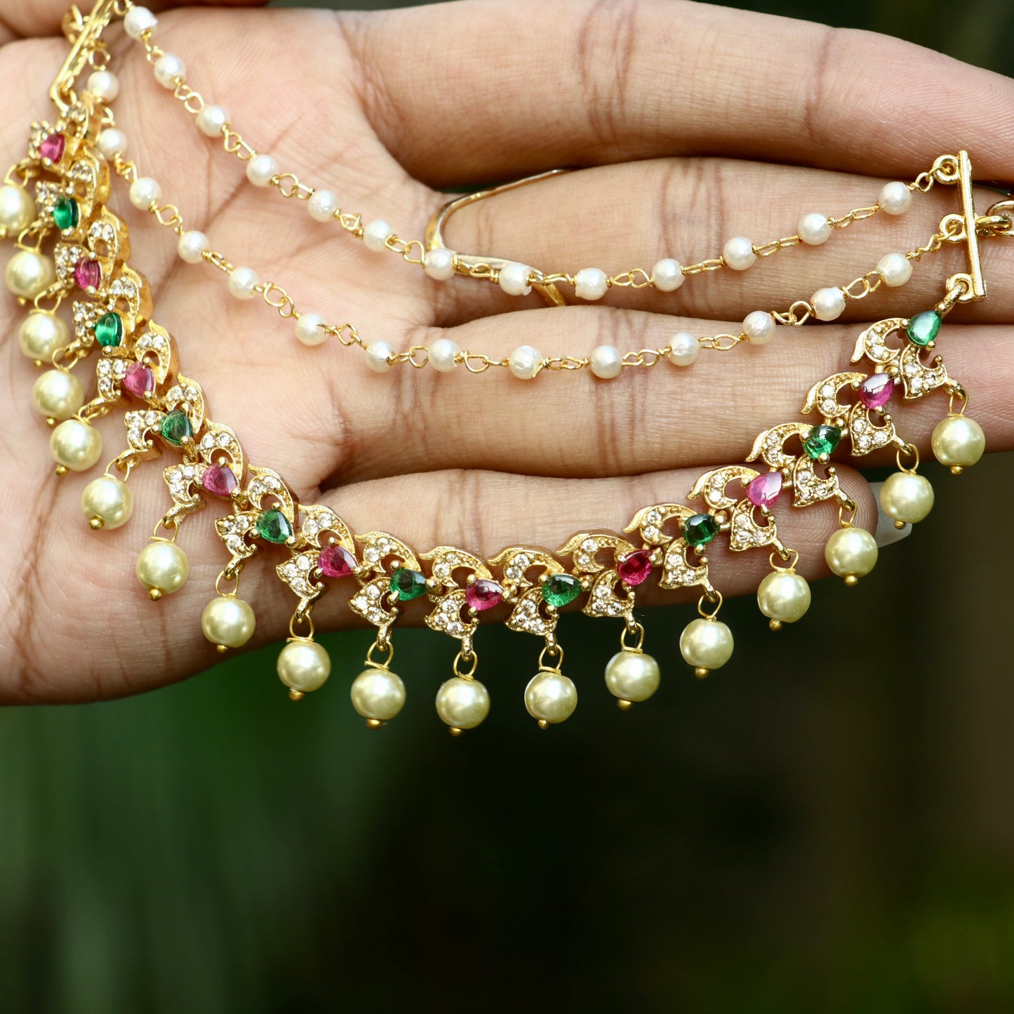 Layered AD Stone Ear Chains