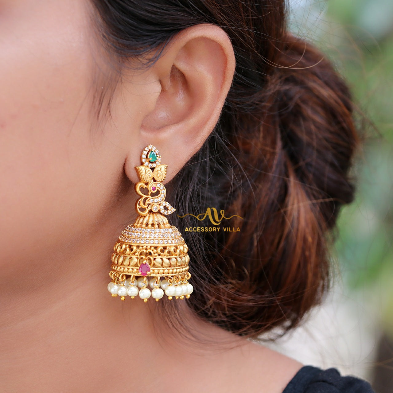 Light Weight One Gram Gold Jhumkas