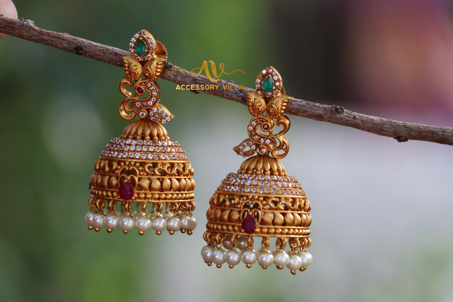 Light Weight One Gram Gold Jhumkas