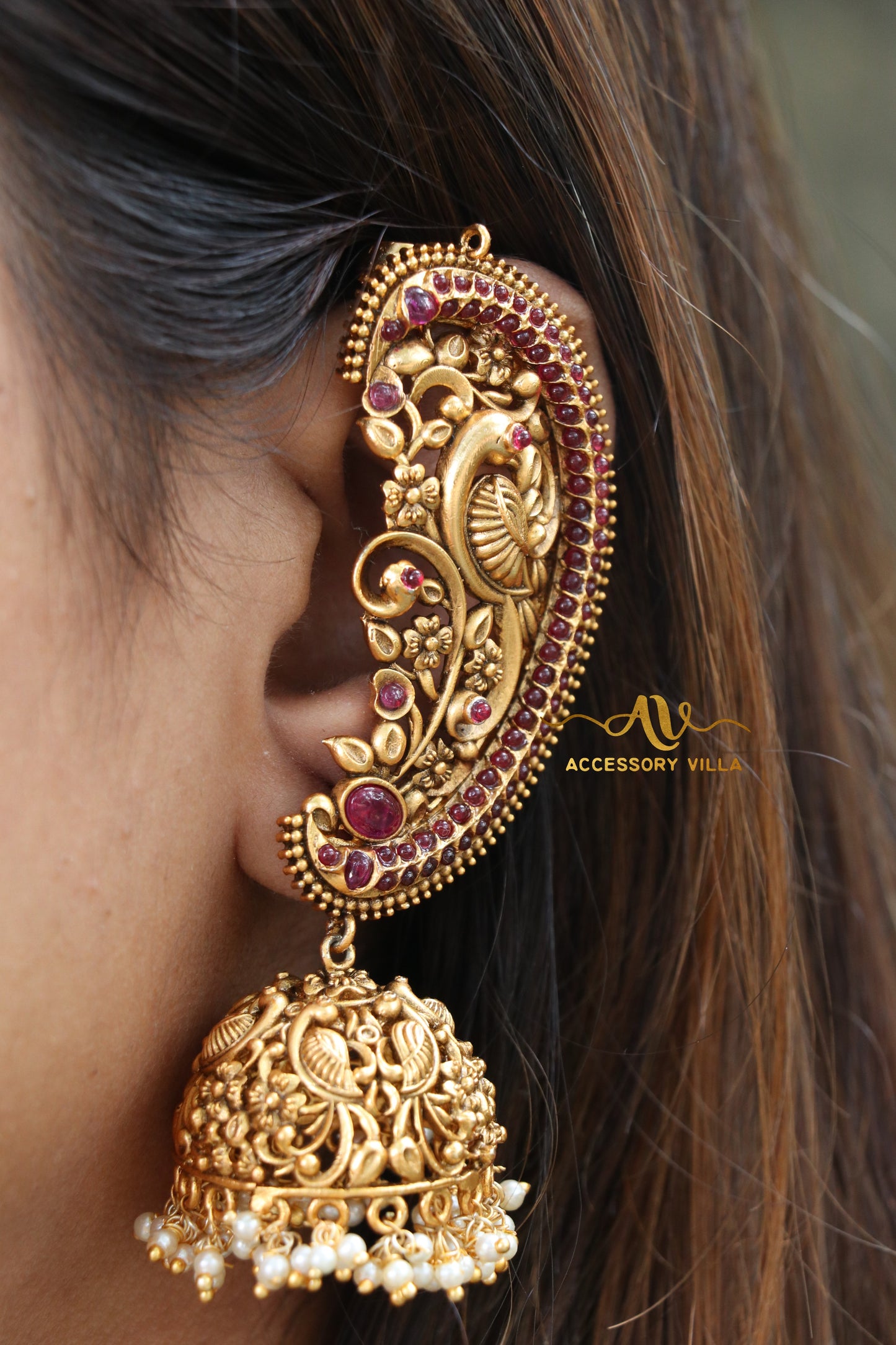 Antique Ear Cuff Jhumka Earrings