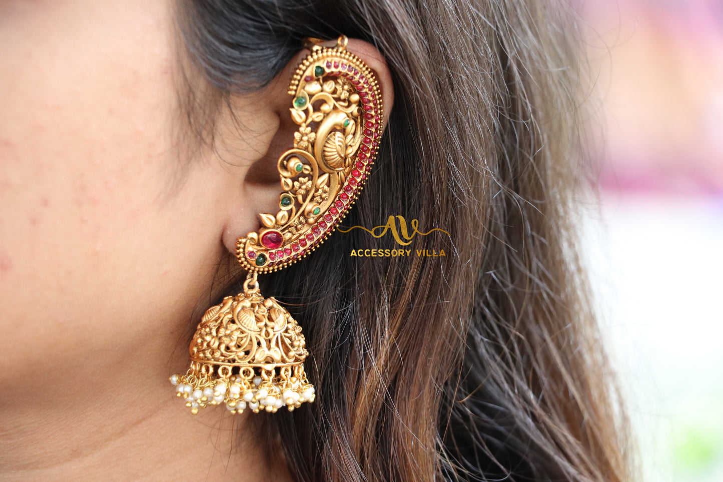 Antique Ear Cuff Jhumka Earrings